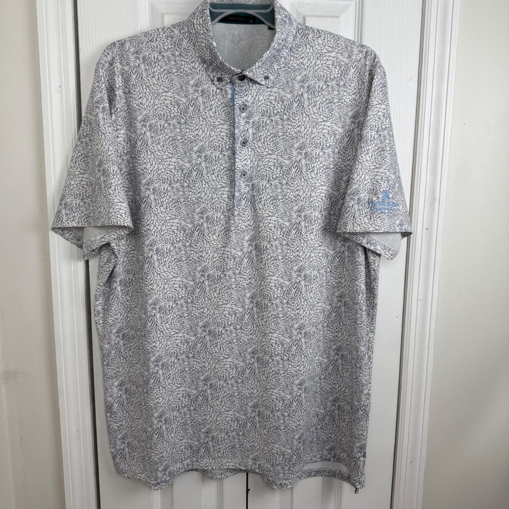 Greyson Polo Shirt Mens XL Wolf Print Golf The Woodlands Country Club‎